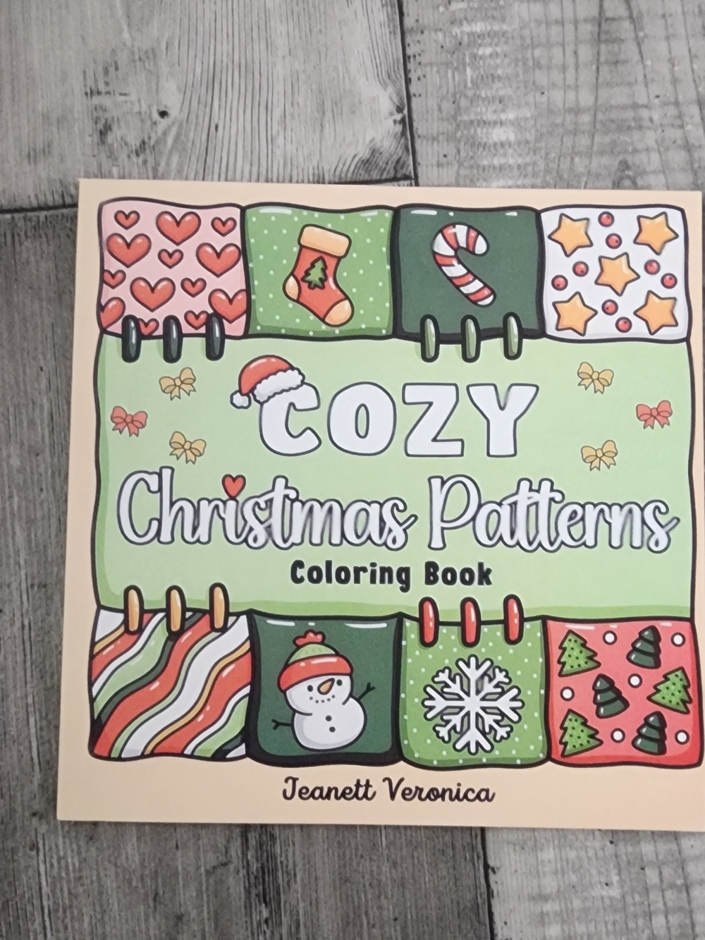 Cozy Christmas Patterns Coloring Book - Green & Red